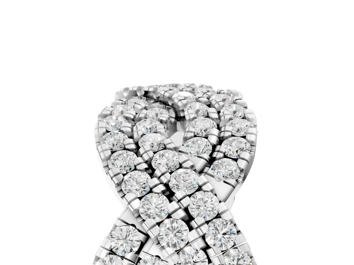 Pavé Round Diamond Infinity Twist Band with Shared Prong Setting Platinum