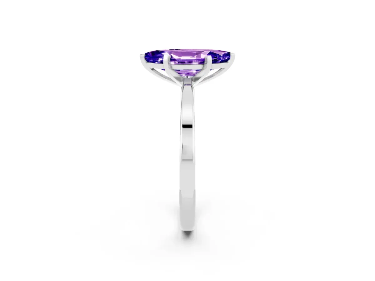 Marquise Cut Tanzanite Solitaire Engagement Ring with Classic Band and Four-Prong Setting Silver