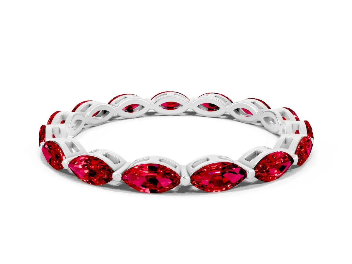 Marquise Ruby Eternity Band with U-Prong Setting Platinum