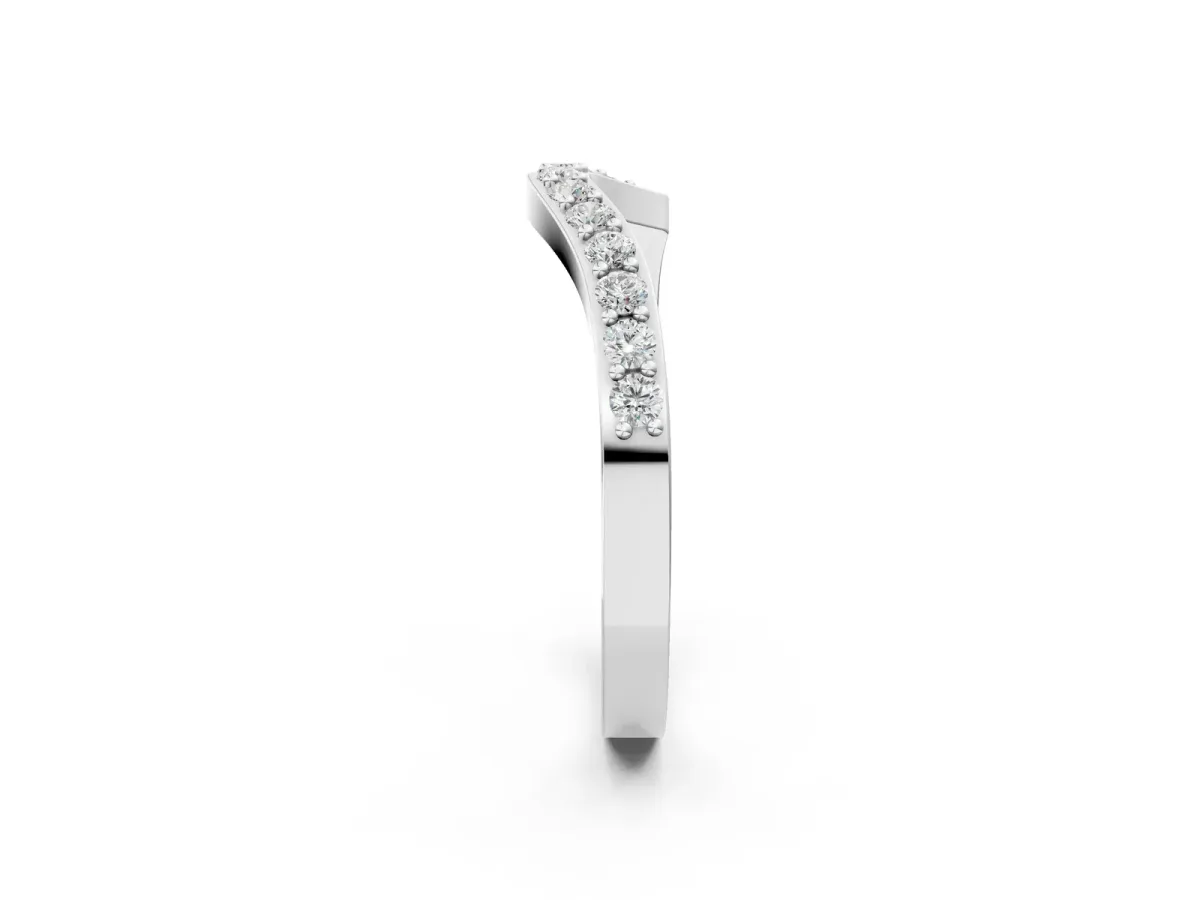 Pavé Round Diamond Twist Band with Channel Setting Silver
