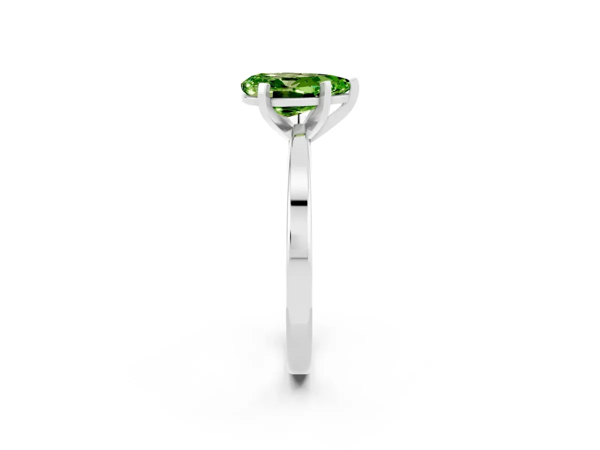 Pear Cut Peridot Solitaire Engagement Ring with Classic Band and Four-Prong Setting White gold
