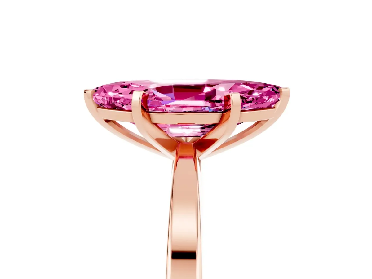 Marquise Cut Pink Sapphire Solitaire Engagement Ring with Classic Band and Four-Prong Setting Rose gold