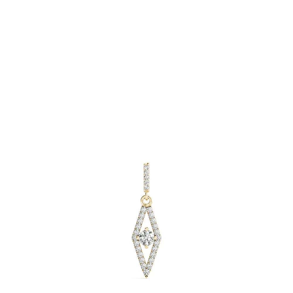 Round Cut Diamond Pavé Marquise Pendant Yellow gold