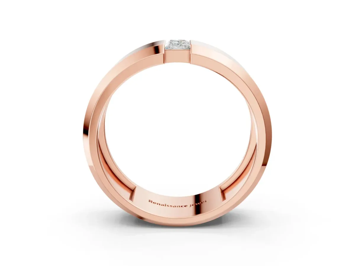 Princess Diamond Two-Stone Mens Band Rose gold