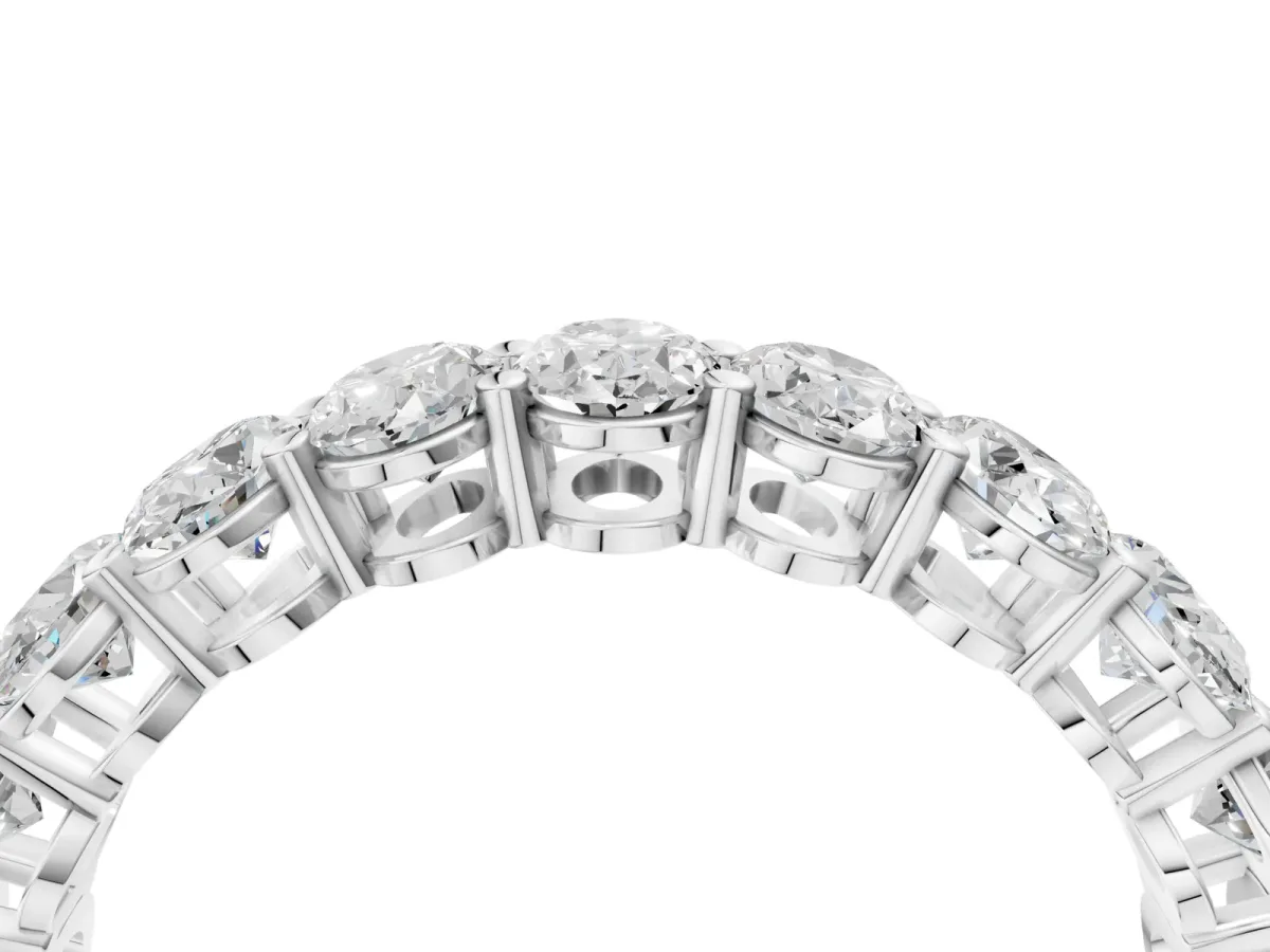 Oval Cut Diamond Eternity Band with Shared Prong Setting Platinum