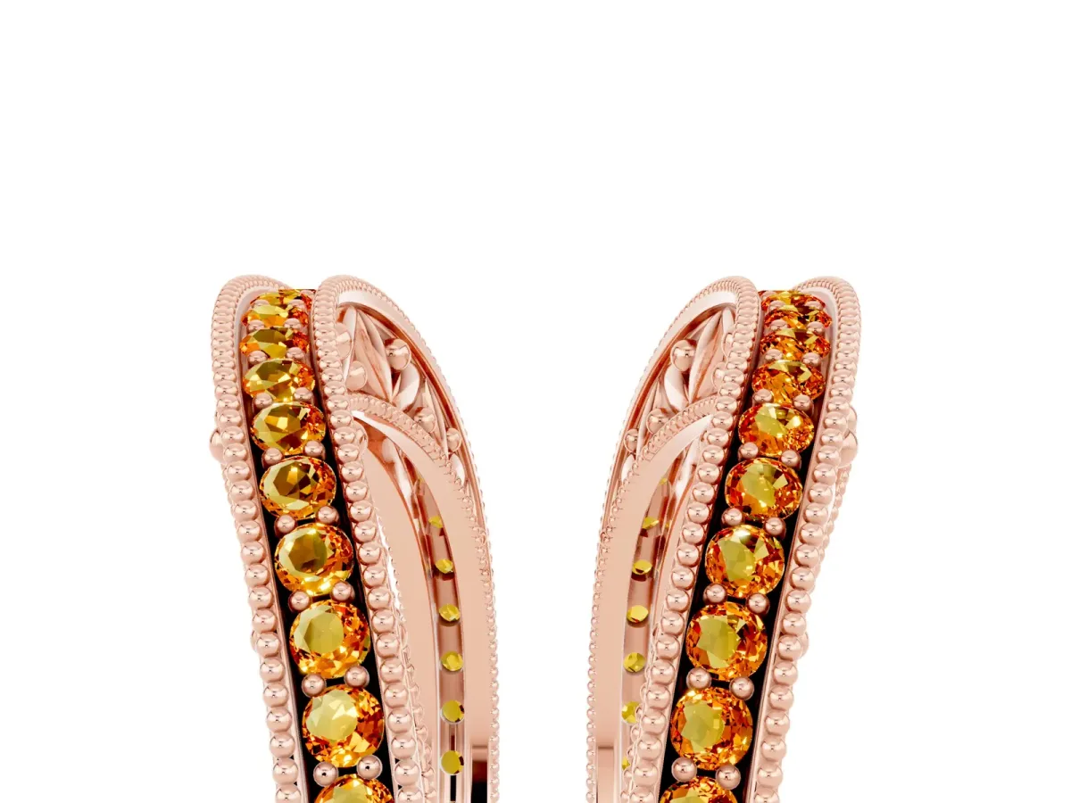 Round Citrine Milgrain Eternity Band with Channel Setting Rose gold