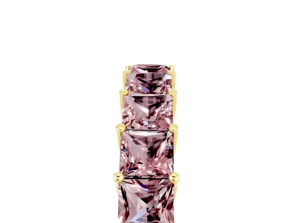 Princess Cut Morganite Channel-Set Eternity Band with Prong Setting Yellow gold