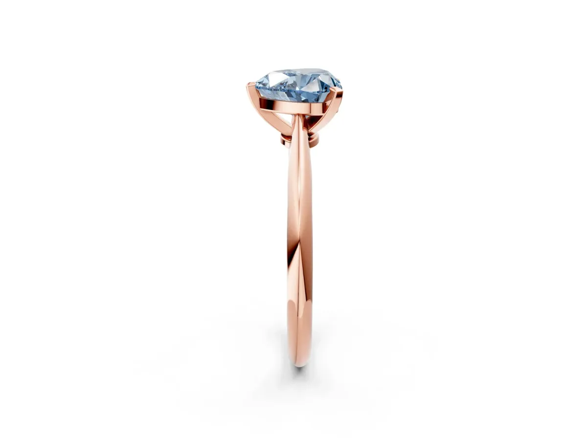 Fancy Blue Heart Cut Diamond Solitaire Engagement Ring with Classic Band and Four-Prong Setting Rose gold