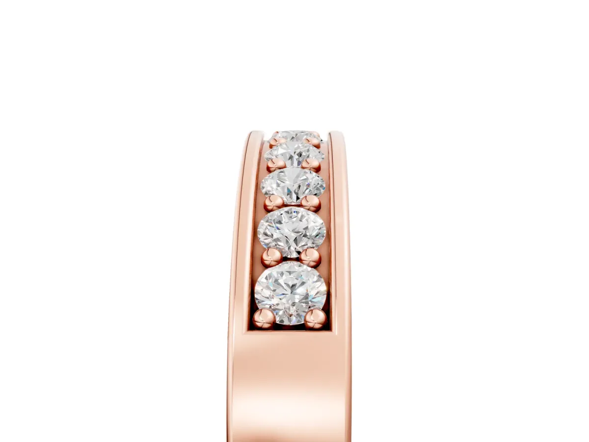 Channel-Set Round Diamond Eternity Band with Shared Prong Setting Rose gold