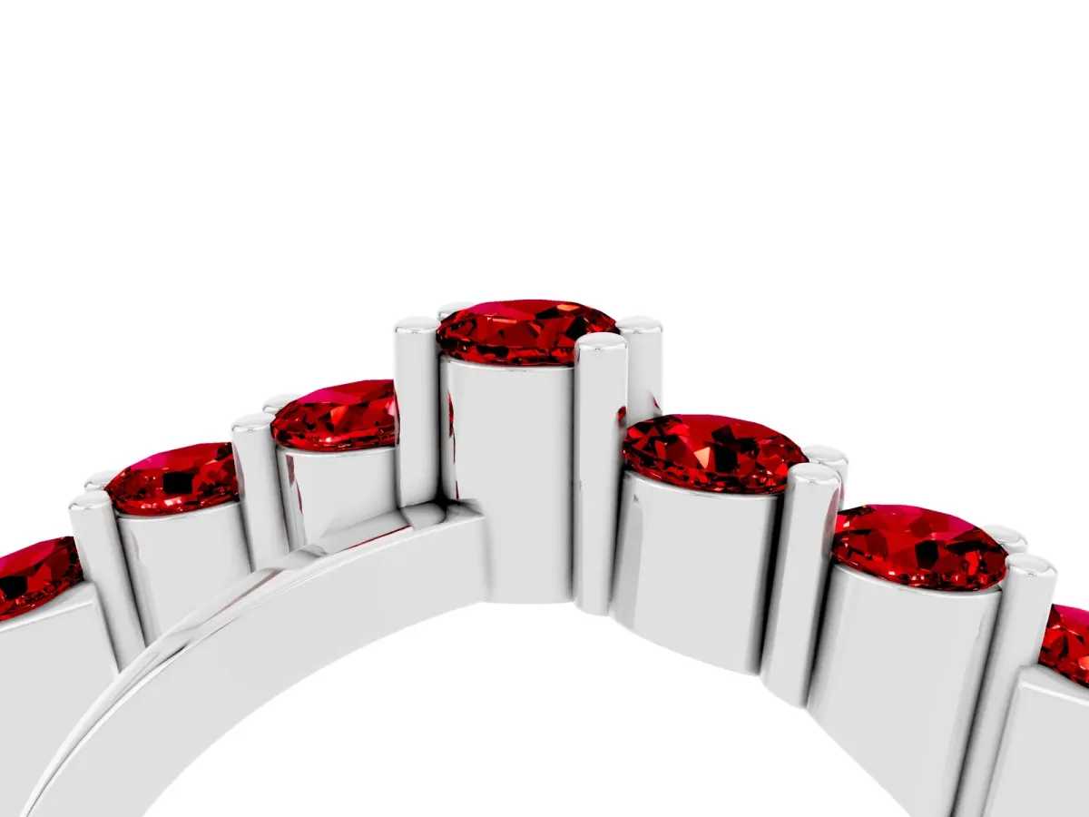 Round Ruby Prong-Set Crossover Band Platinum