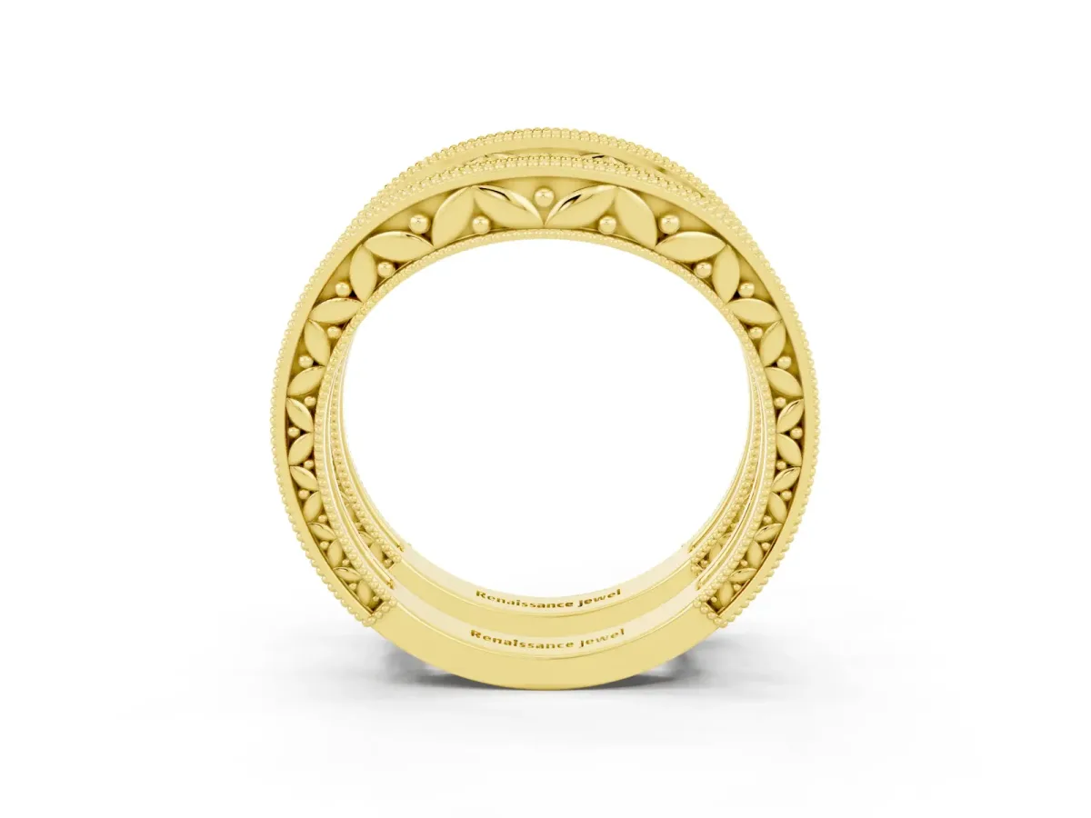 Round Citrine Milgrain Eternity Band with Channel Setting Yellow gold