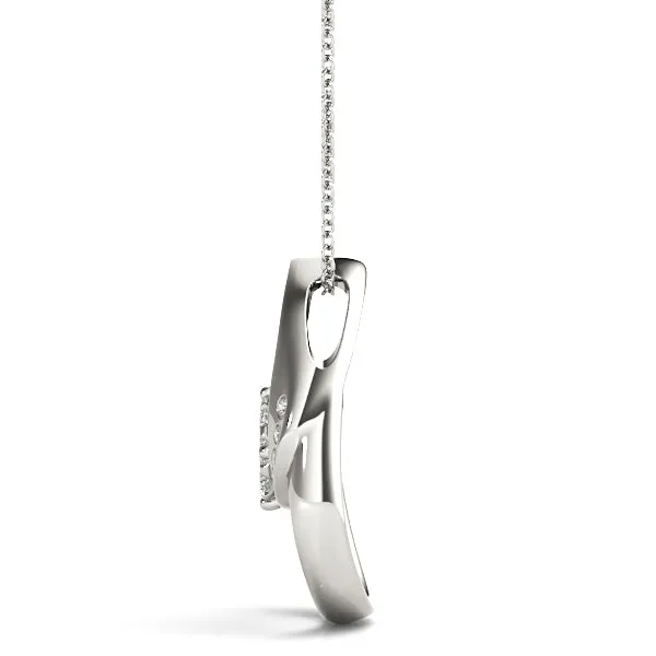 Round Cluster Diamond Prong-Set Teardrop Pendant White gold