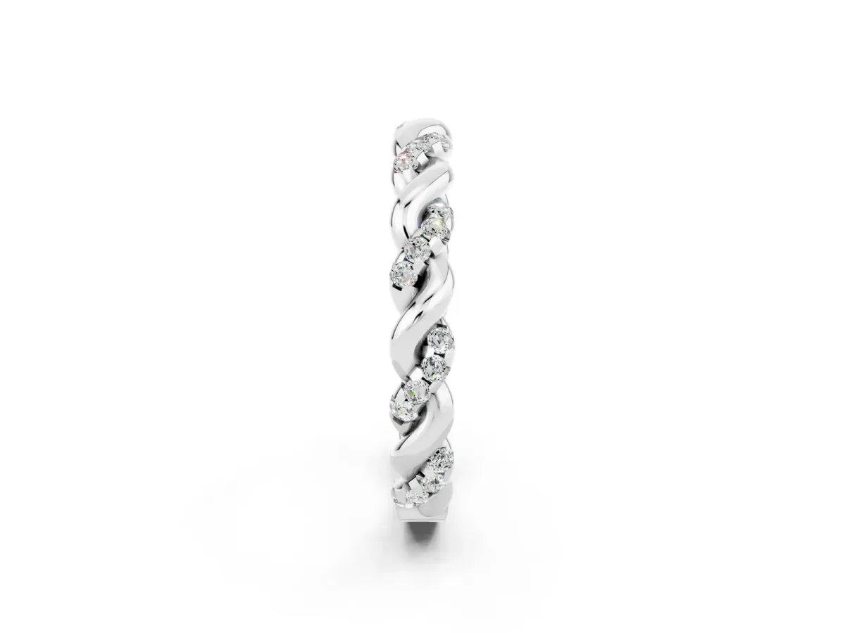 Twisted Pavé Round Moissanite Eternity Band Silver