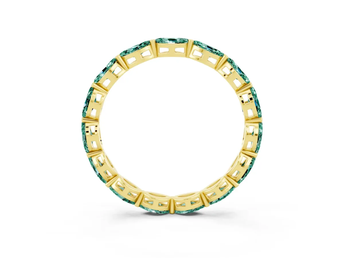 Marquise Green Sapphire Eternity Band with U-Prong Setting Yellow gold