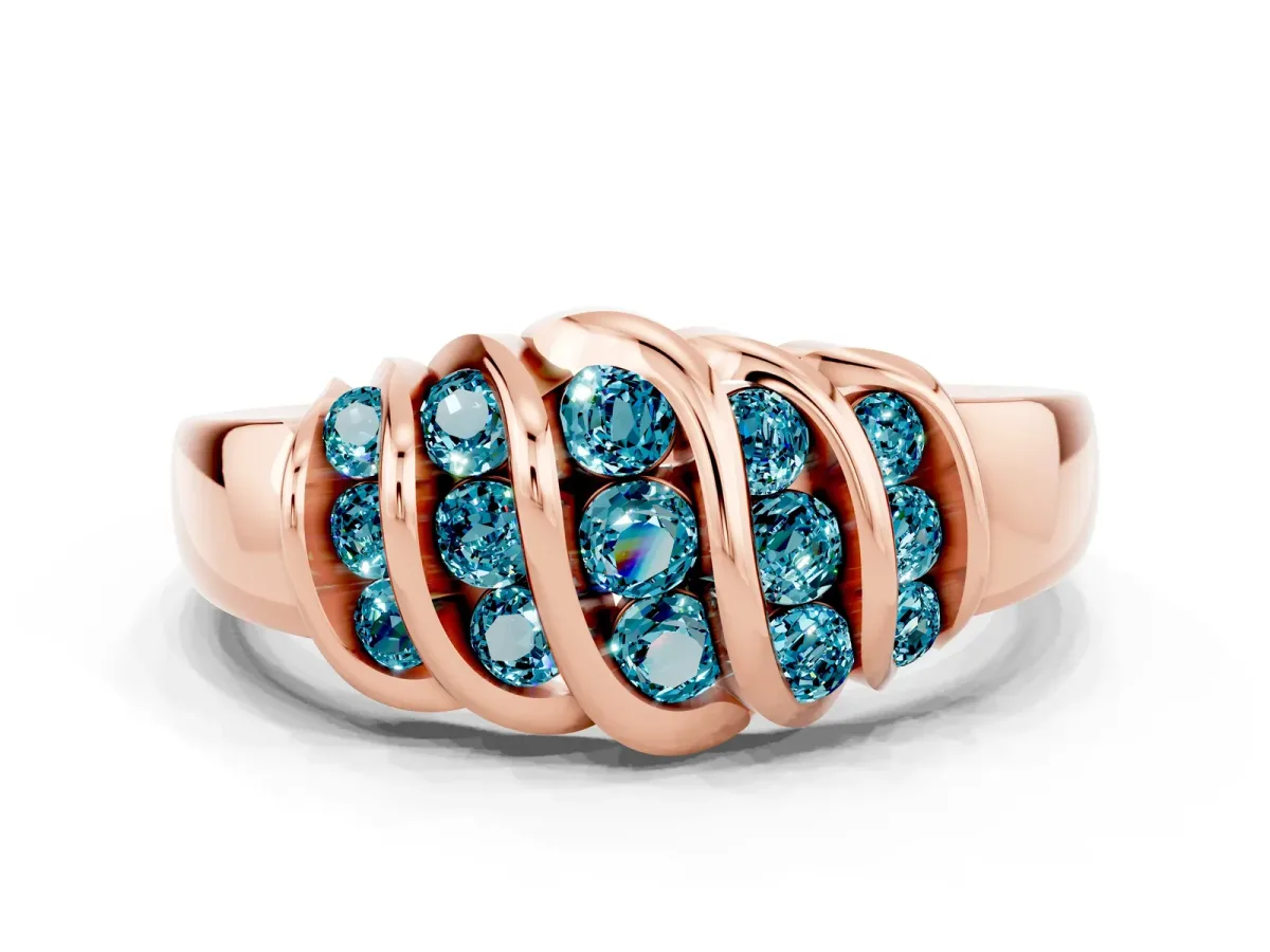 Round Blue Topaz Multi-Row Crossover Band Rose gold