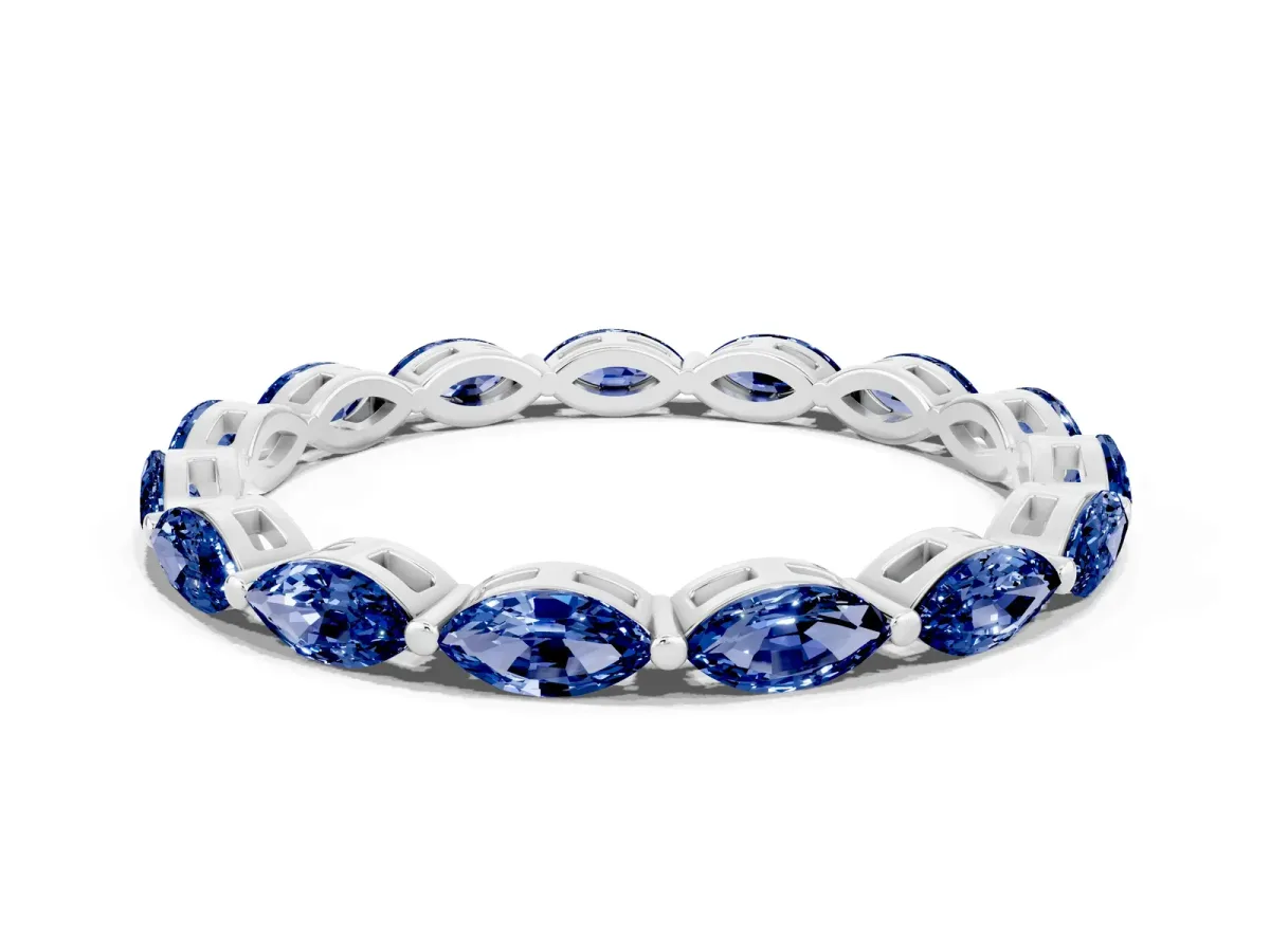 Marquise Blue Sapphire Eternity Band with U-Prong Setting White gold