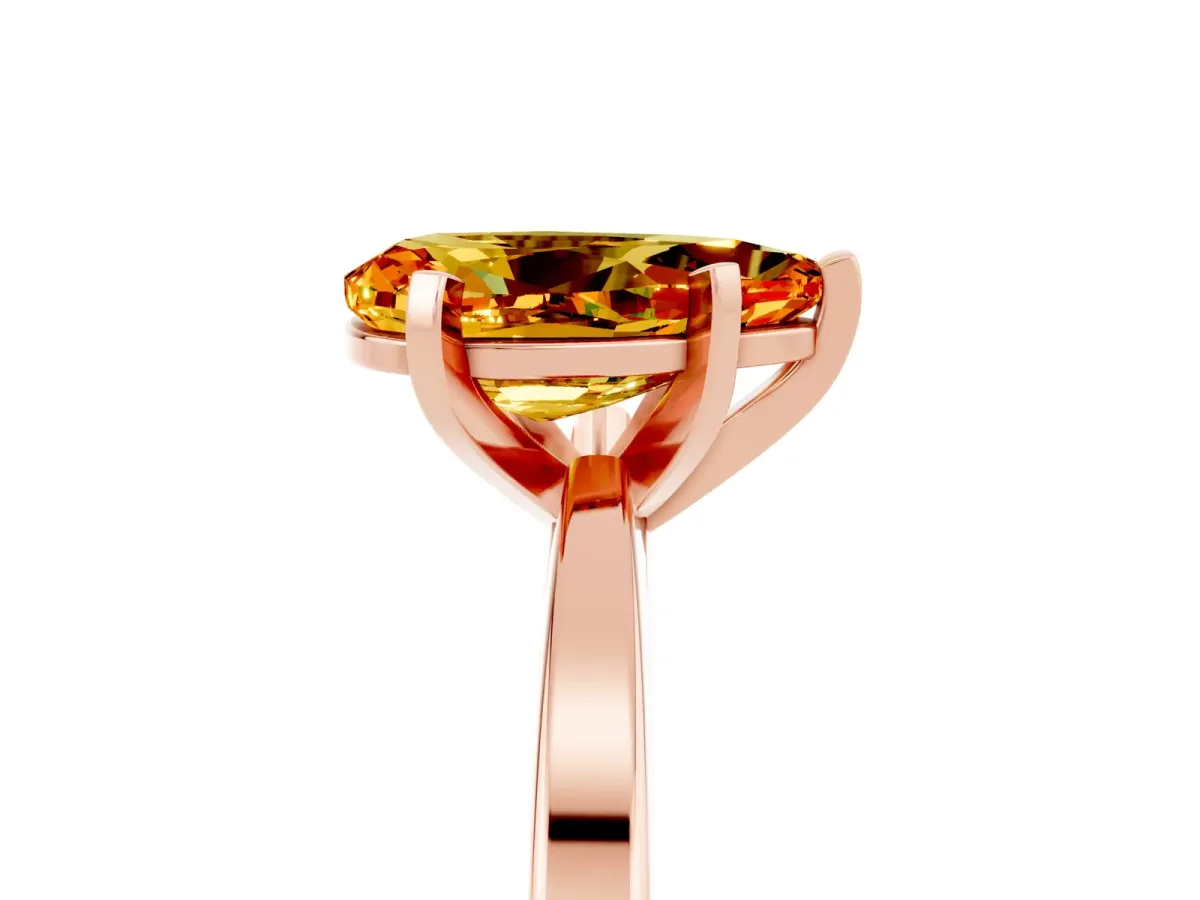 Pear Cut Citrine Solitaire Engagement Ring with Classic Band and Four-Prong Setting Rose gold