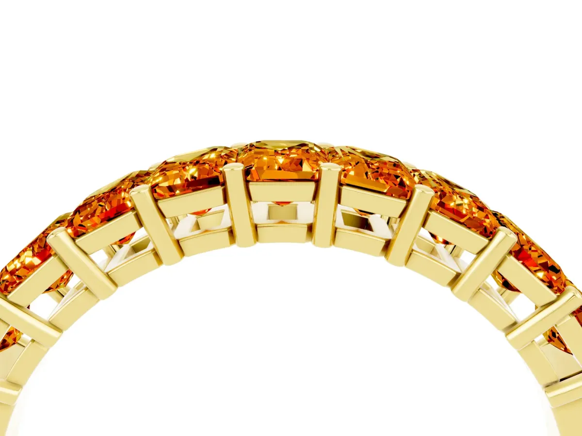 Emerald Cut Citrine Prong-Set Eternity Band Yellow gold