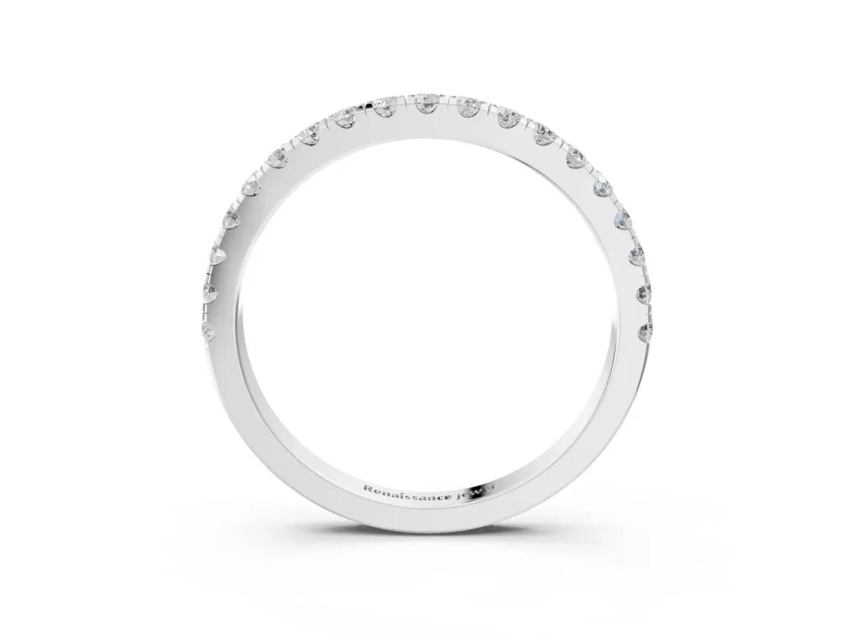 Round Diamond Classic Half Eternity Band with Shared Prong Setting Platinum