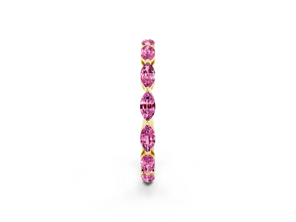 Marquise Pink Sapphire Eternity Band with U-Prong Setting Yellow gold
