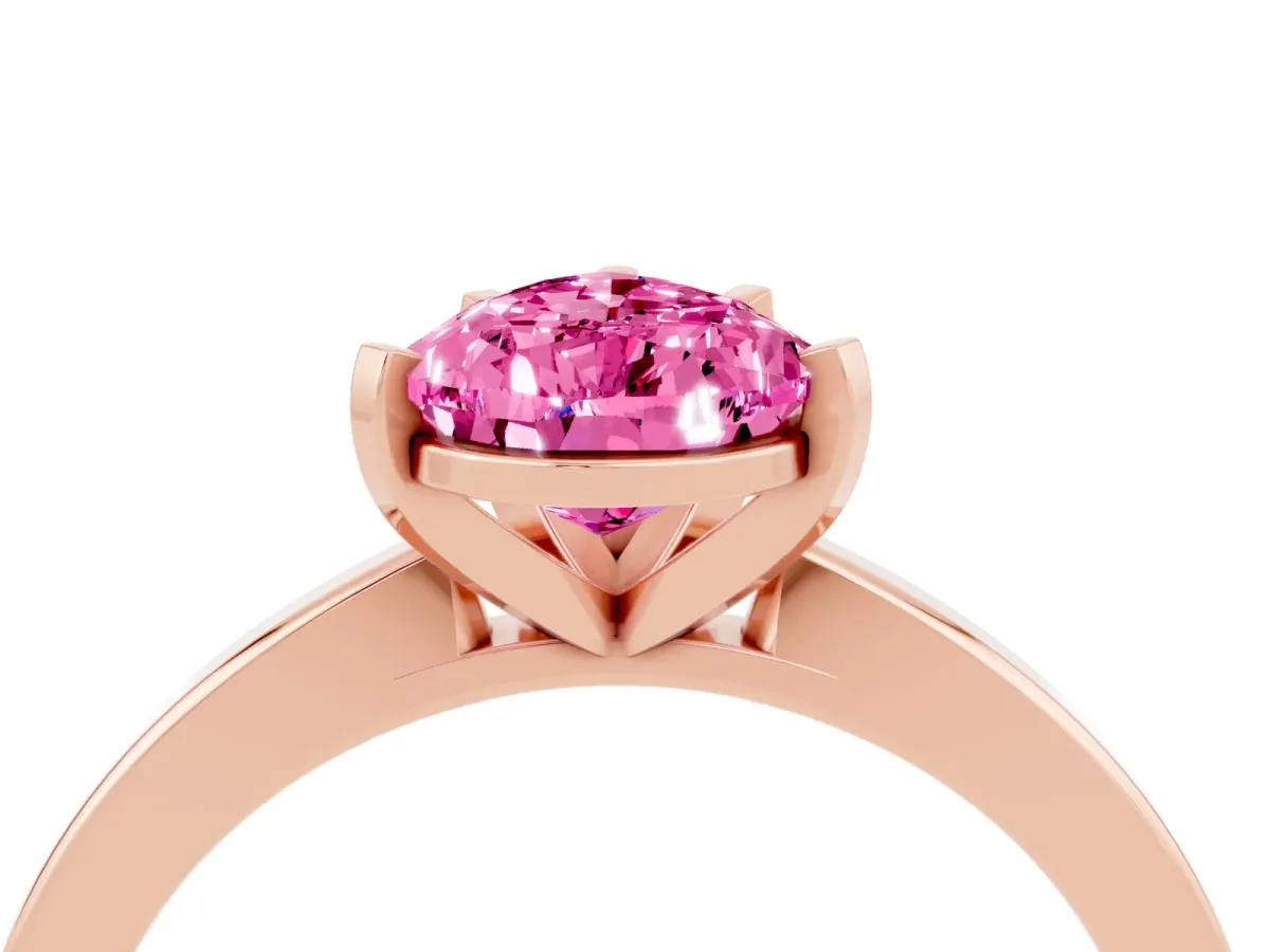 Pear Cut Pink Sapphire Solitaire Engagement Ring with Classic Band and Four-Prong Setting Rose gold