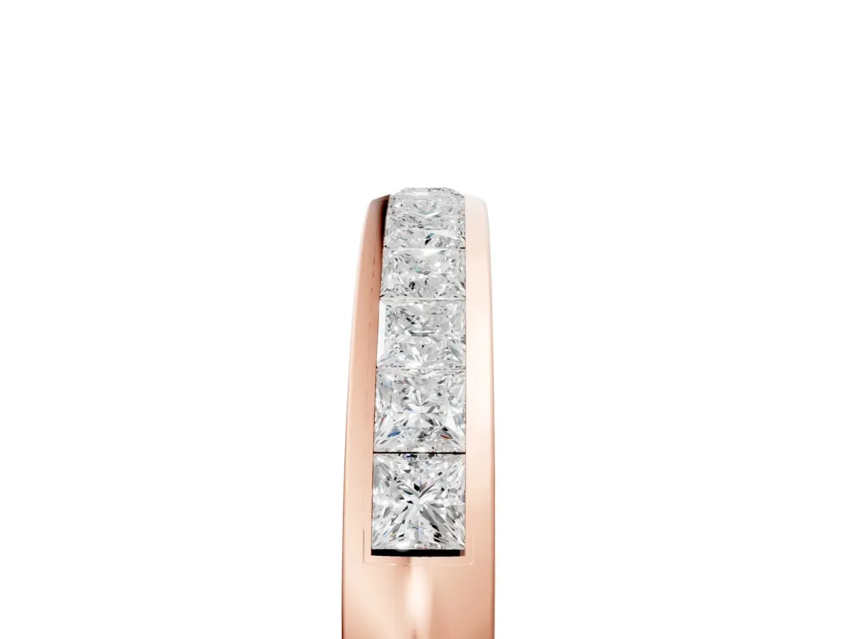Princess Cut Channel Set Diamond Eternity Band Rose gold