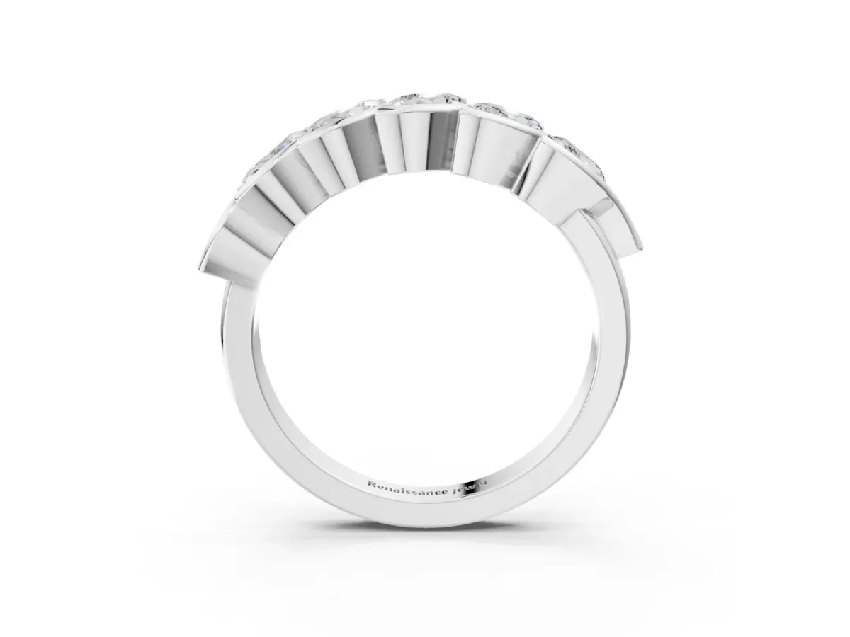 Marquise Diamond Wave Band with Channel Setting Silver