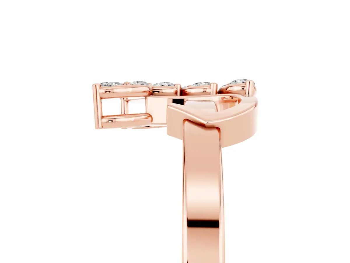 Marquise Moissanite Cluster Bypass Ring with Prong Setting Rose gold