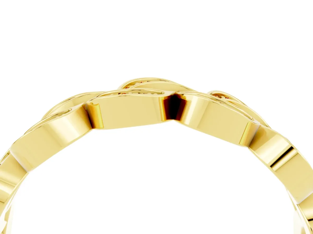 Pavé Round Citrine Interlocking Eternity Band with Bezel Prong Setting Yellow gold