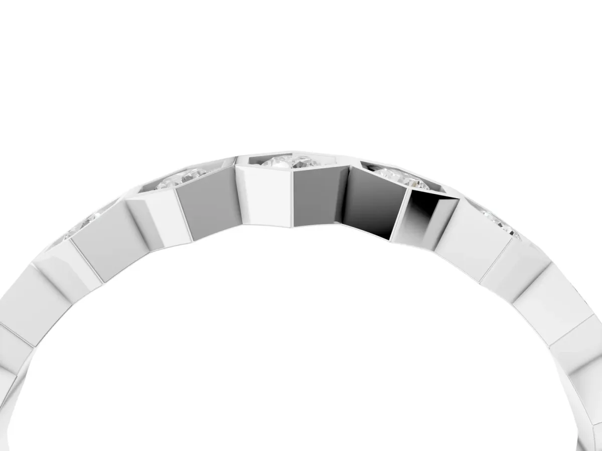Hexagon Pave Diamond Eternity Band with Bezel Setting Platinum