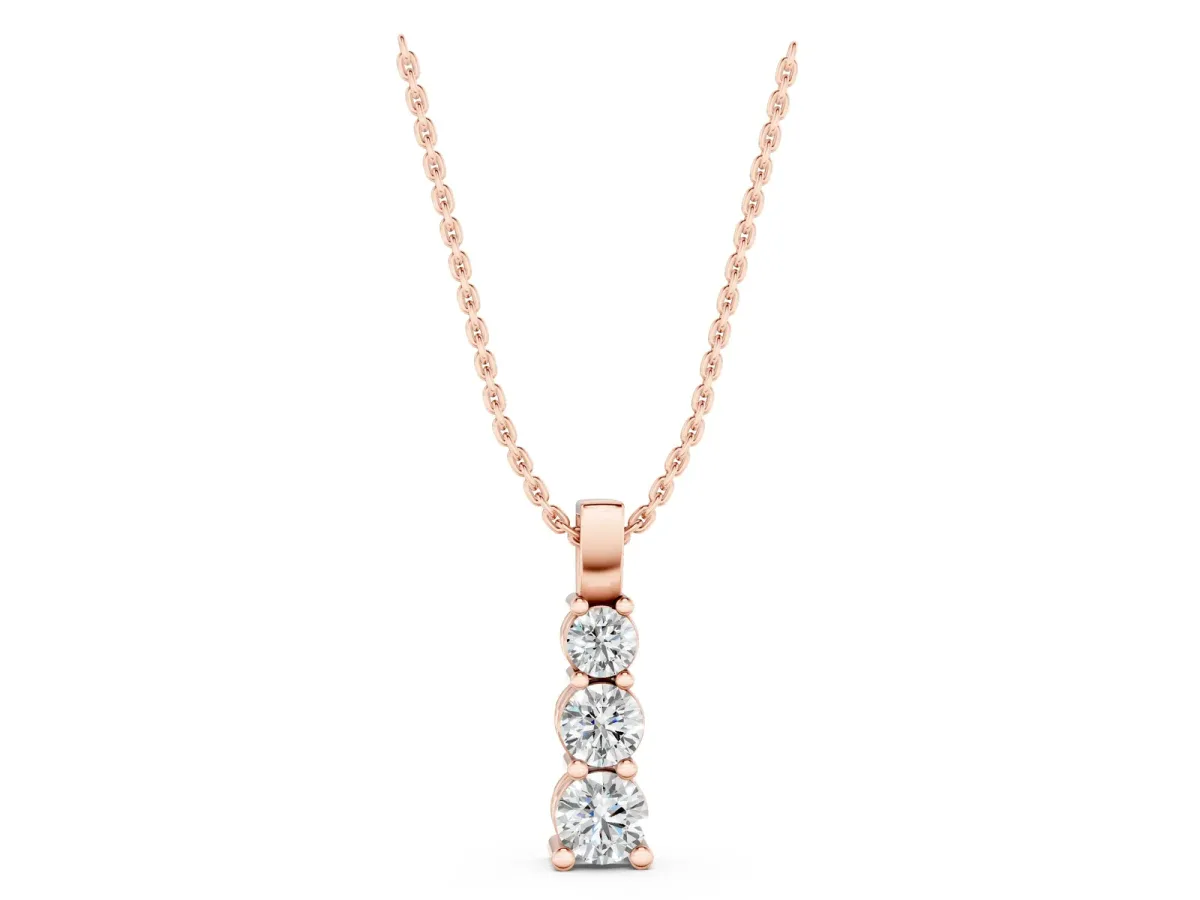 Round Diamond Vertical Prong Pendant Rose gold