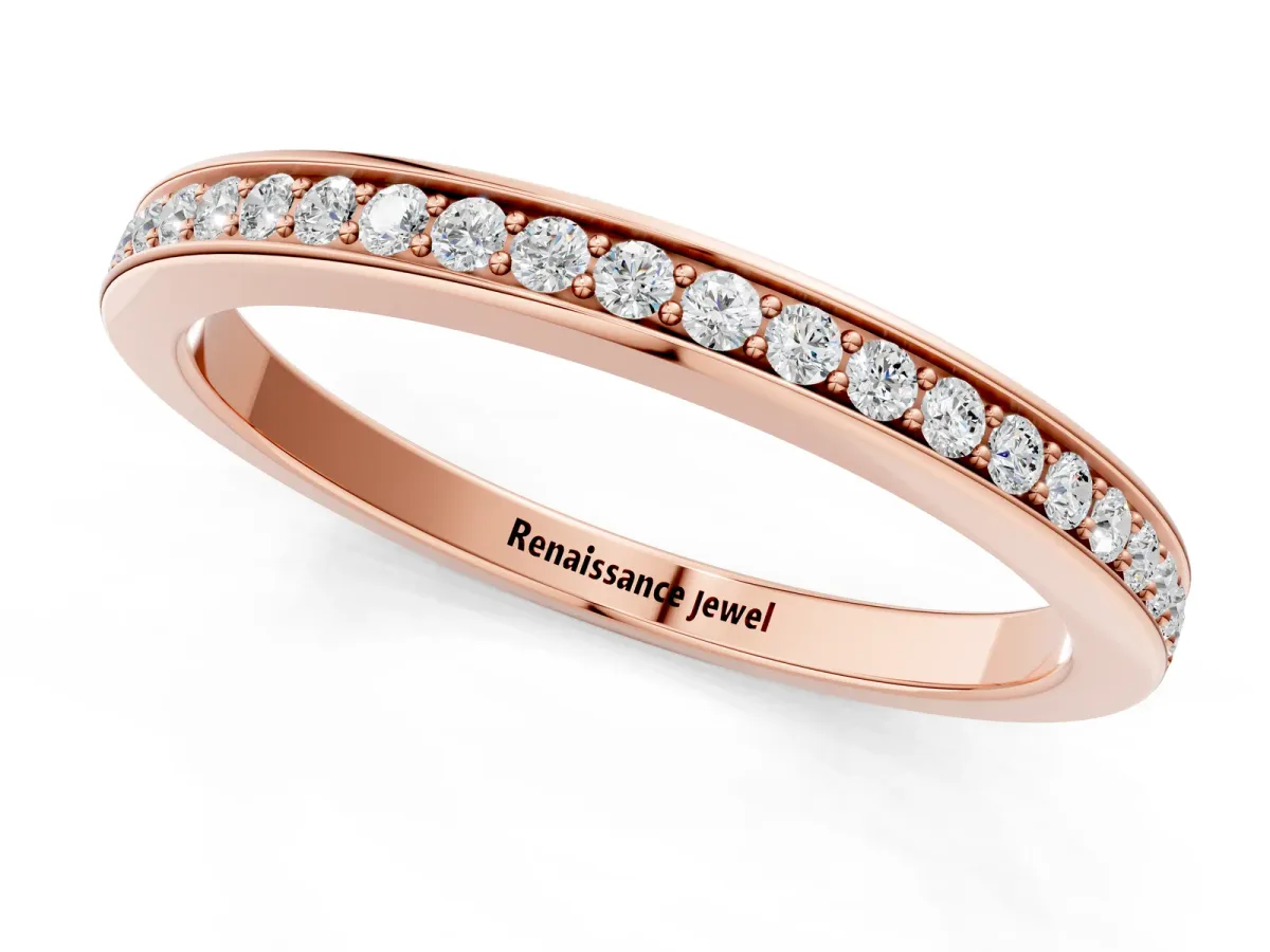 Round Diamond Pavé Set Eternity Band with Channel Setting Rose gold