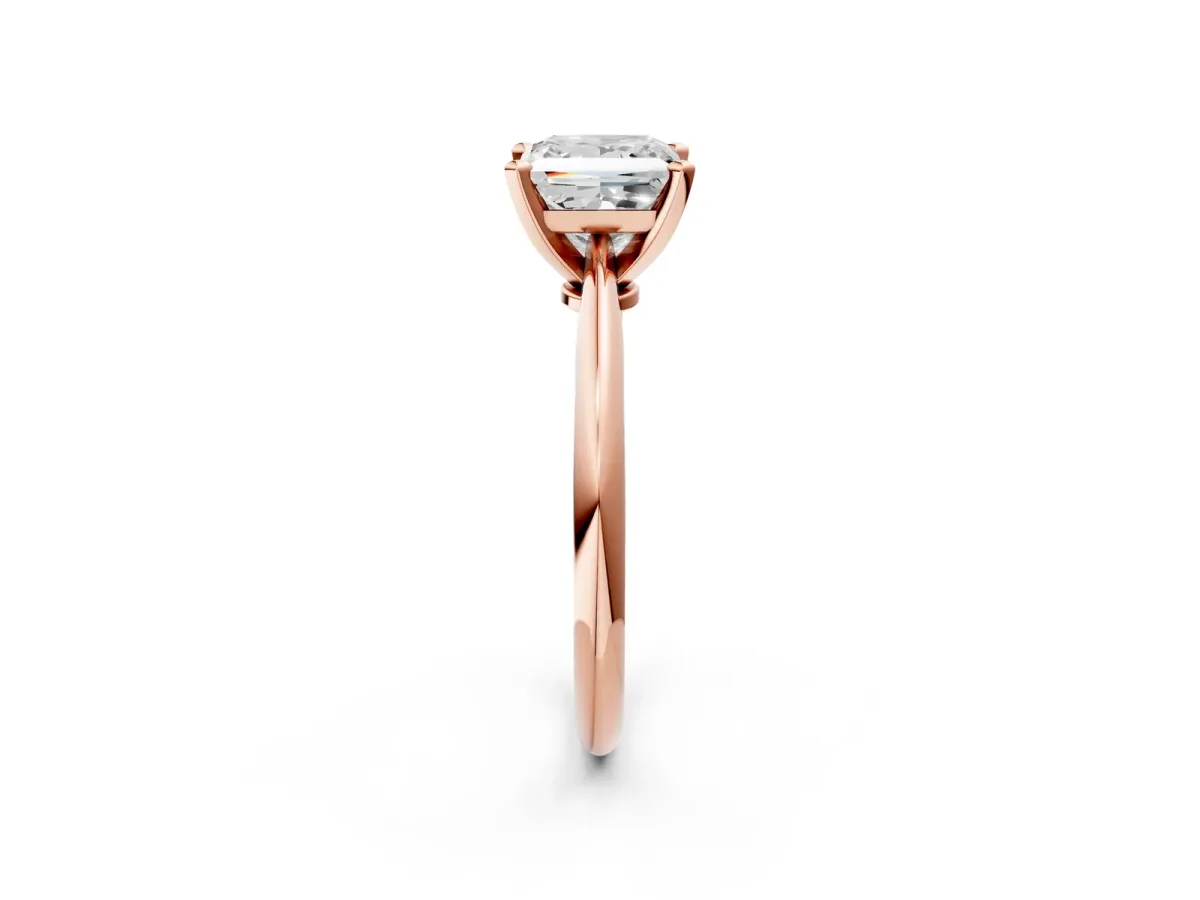 Princess Cut Diamond Solitaire Engagement Ring with Classic Band and Four-Prong Setting Rose gold