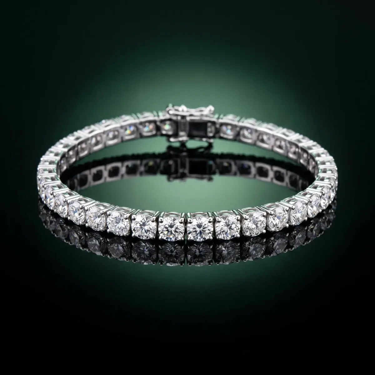 Round Diamond Tennis Bracelet with Prong Setting White gold