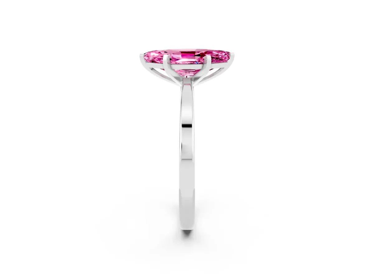 Marquise Cut Pink Sapphire Solitaire Engagement Ring with Classic Band and Four-Prong Setting Silver
