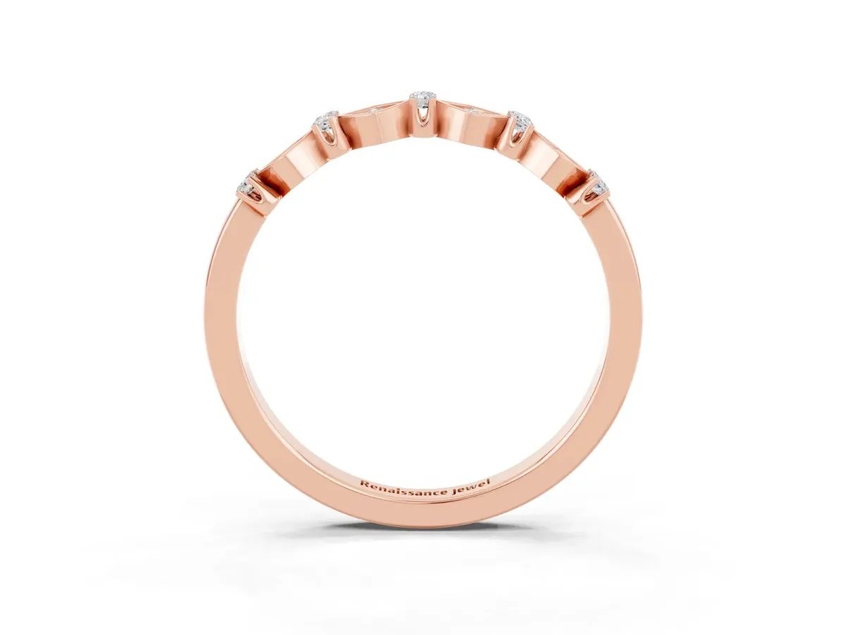 Pavé Cushion Moissanite Cluster Eternity Band with Prong Setting Rose gold