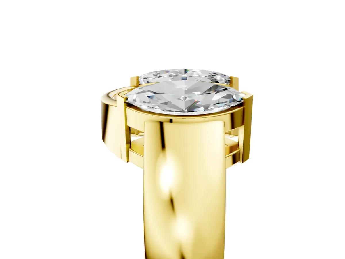 Marquise Diamond Open Band Ring with Tension Setting Yellow gold