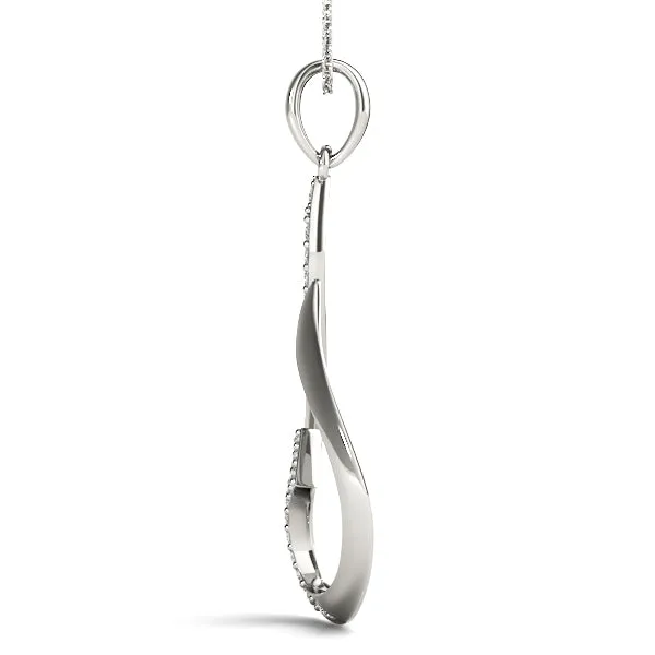 Pavé Round Diamond Twist Pendant Silver