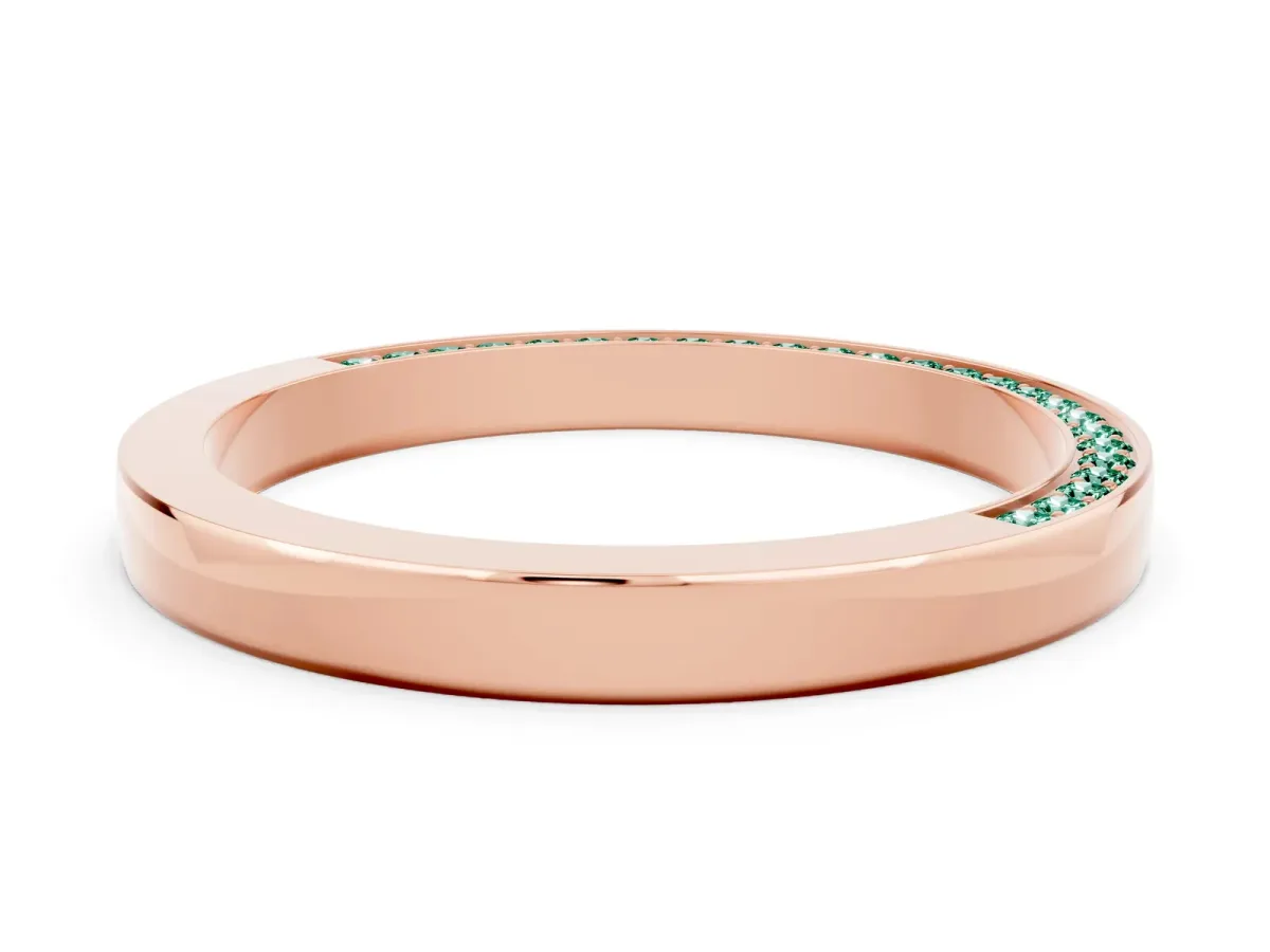 Pavé Round Green Sapphire Channel Set Band Rose gold