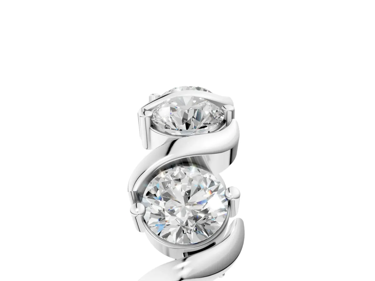 Round Diamond Half Eternity Band with Wave Prong Setting White gold