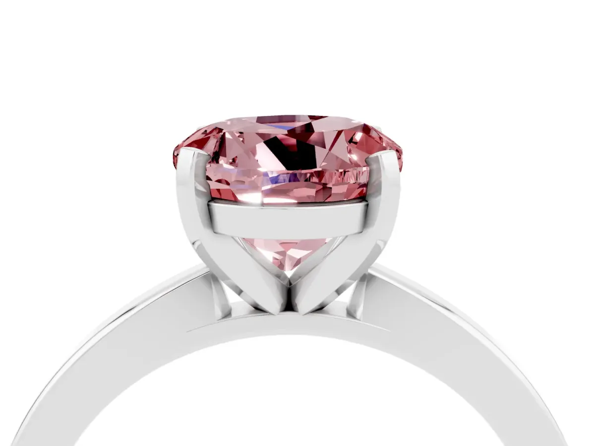 Round Cut Morganite Solitaire Engagement Ring with Classic Band and Four-Prong Setting White gold