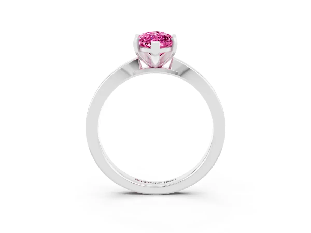 Marquise Cut Pink Sapphire Solitaire Engagement Ring with Classic Band and Four-Prong Setting Silver