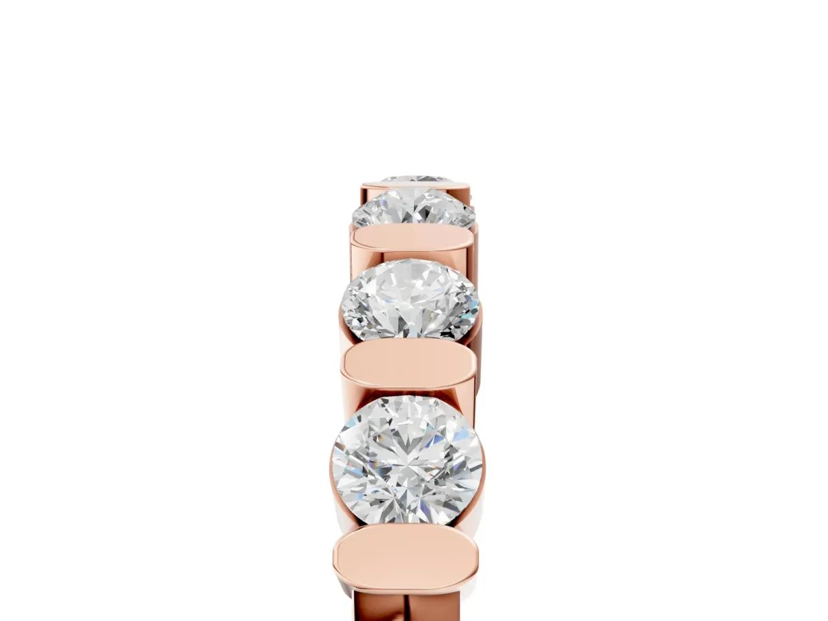 Channel Set Round Diamond Half Eternity Band Rose gold
