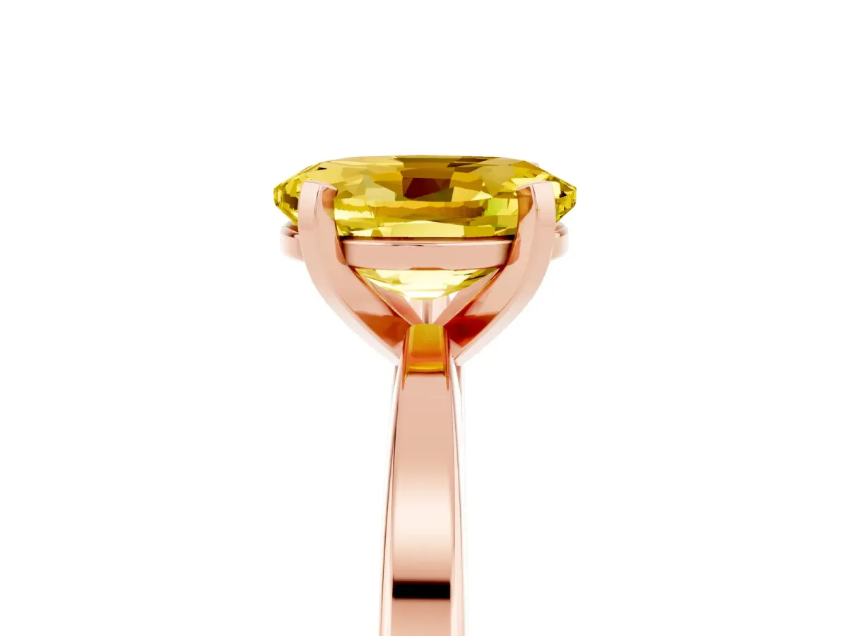 Oval Cut Yellow Sapphire Solitaire Engagement Ring with Classic Band and Four-Prong Setting Rose gold