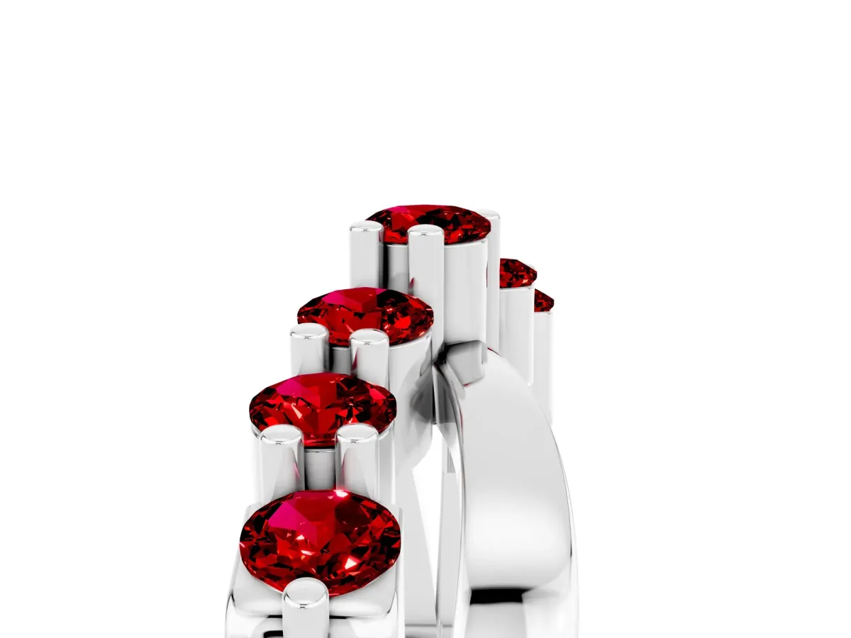 Round Ruby Prong-Set Crossover Band Platinum