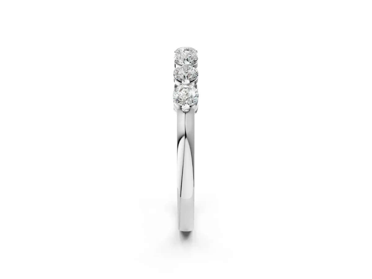 Round Cut Diamond Prong Set Half Eternity Band White gold