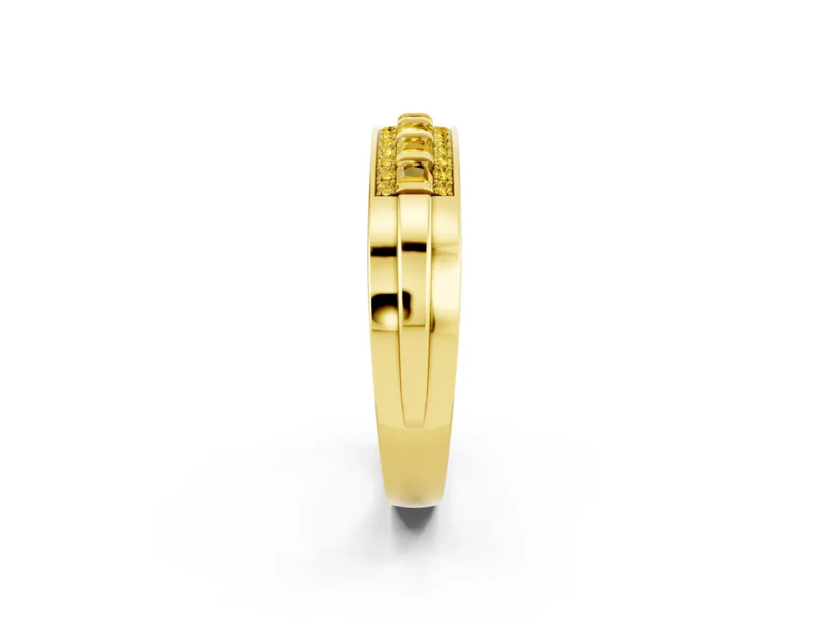 Bar-Set Princess Cut Yellow Sapphire Pavé Band Yellow gold