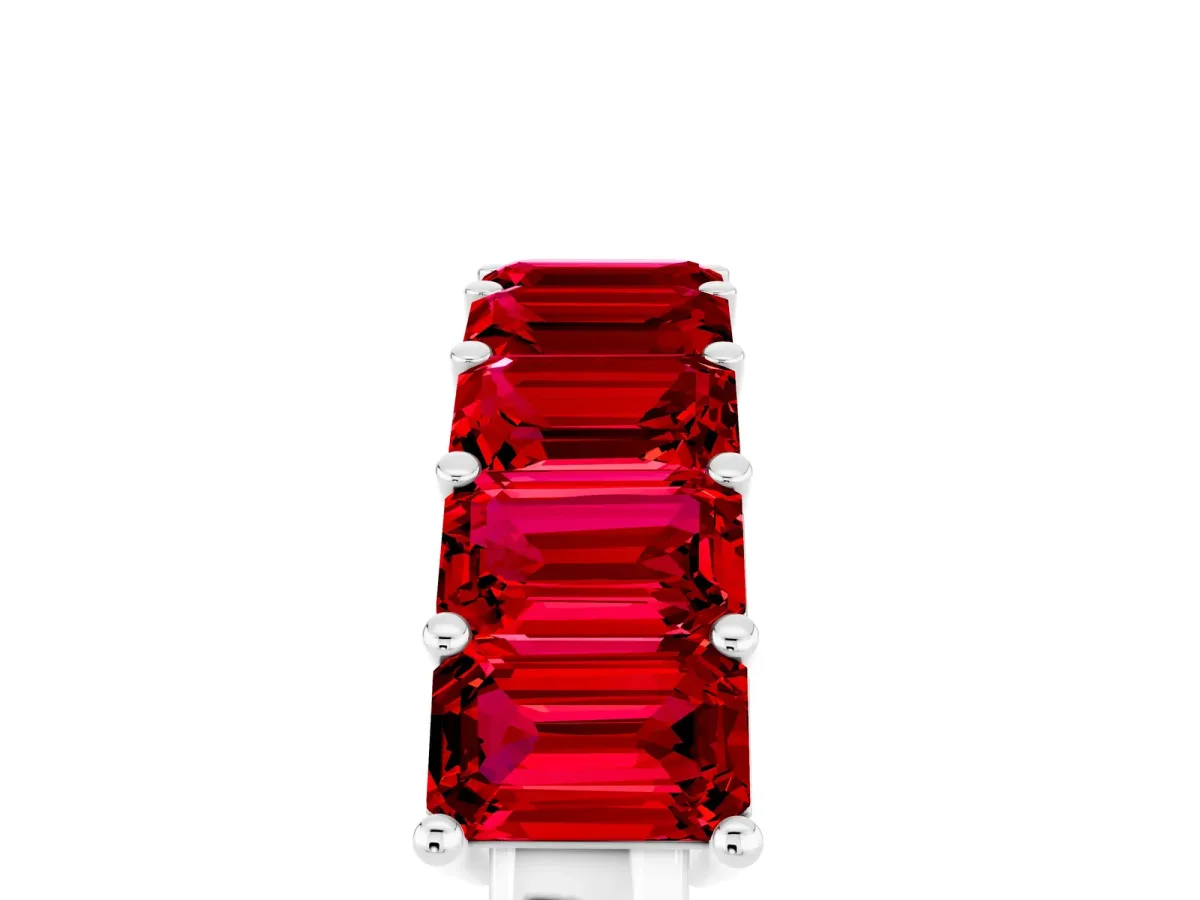 Emerald Cut Ruby Prong-Set Eternity Band White gold