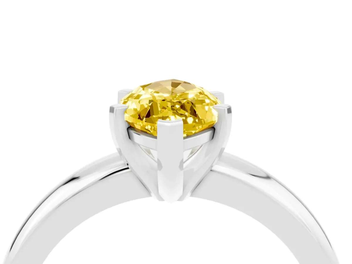 Marquise Cut Yellow Sapphire Solitaire Engagement Ring with Round Band and Four-Prong Setting Silver