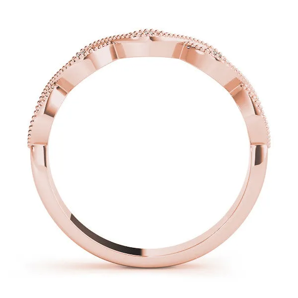 Milgrain Marquise Diamond Band with Round Cut Stones and Bezel Setting Rose gold